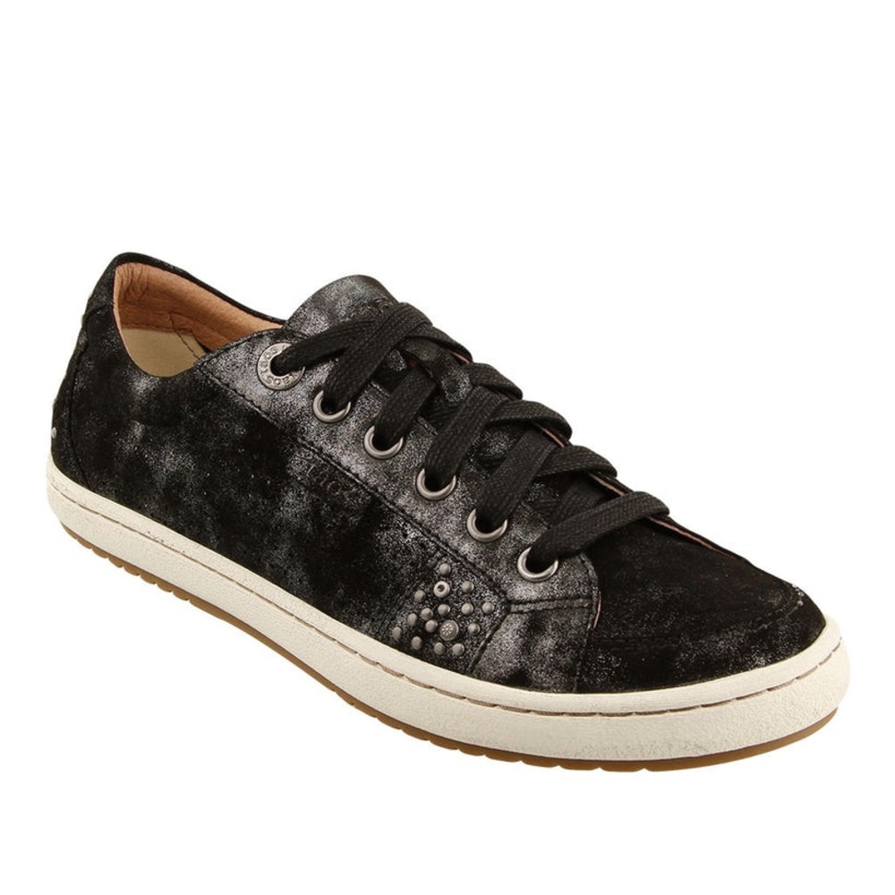 TAOS Freedom Suede black metallic silver shimmer studded sneakers size 8.5
